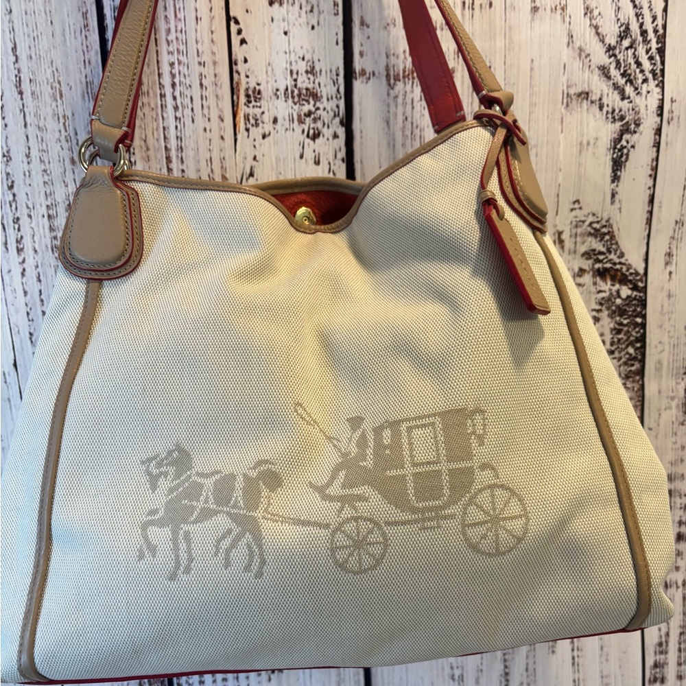 Coach Elegant Beige and Red Women's Bag